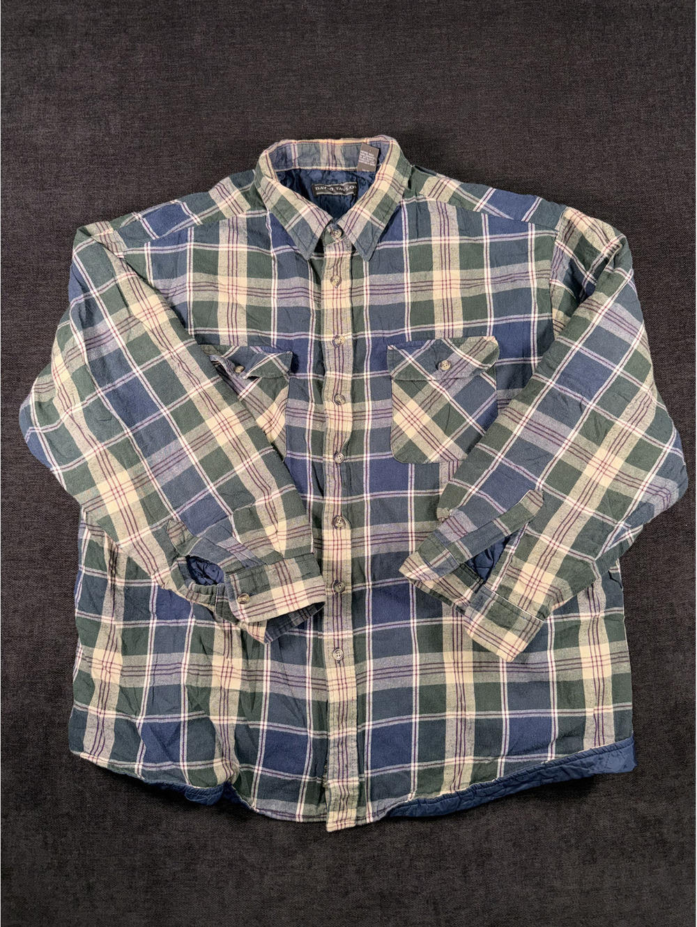 David Taylor Men's Plaid Quilted Lined Shirt Jacket XL Tall